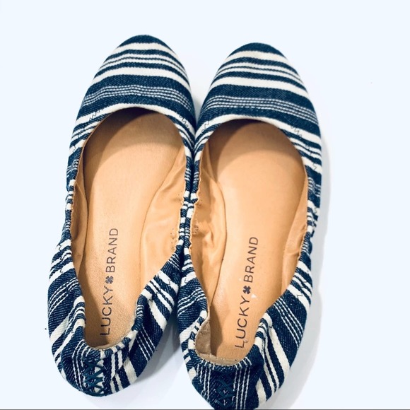 Lucky Brand Emmie Striped Blue White Ballet Flats - Picture 4 of 6